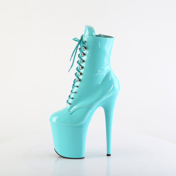 FLAMINGO-1020 Plateau Stiefeletten Türkis Lack | Pleaser