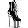 FLAMINGO-1020 Plateau Stiefeletten Schwarz/Silber | Pleaser