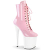 FLAMINGO-1020 Plateau Stiefel - Rosa Weiß Lack | Pleaser