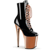FLAMINGO-1020 Plateau Stiefeletten Schwarz/Rose Gold | Pleaser