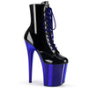 FLAMINGO-1020 Plateau Stiefeletten Schwarz/Blau | Pleaser