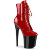 FLAMINGO-1020 Plateau Stiefeletten - Rot Schwarz Lack | Pleaser