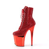 FLAMINGO-1020CHRS Plateau Stiefeletten Rot Glitzer Lack Strass von Pleaser – Ansicht 3
