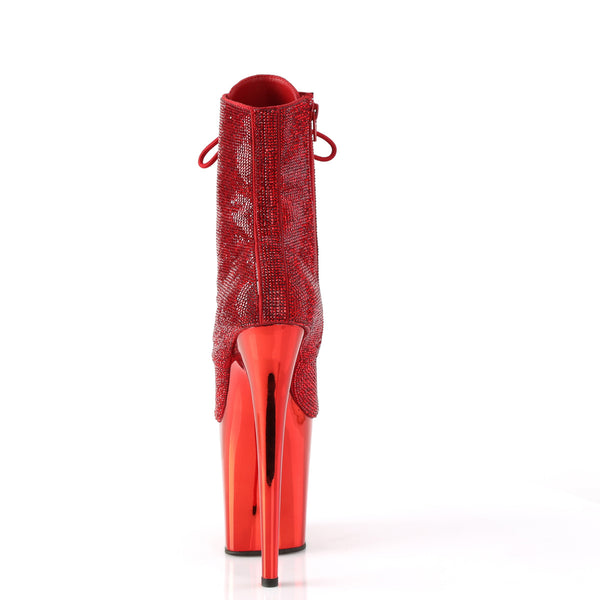 FLAMINGO-1020CHRS Plateau Stiefeletten Rot Glitzer Lack Strass von Pleaser – Ansicht 4