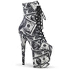 FLAMINGO-1020DP Plateau Stiefeletten Dollar Print | Pleaser