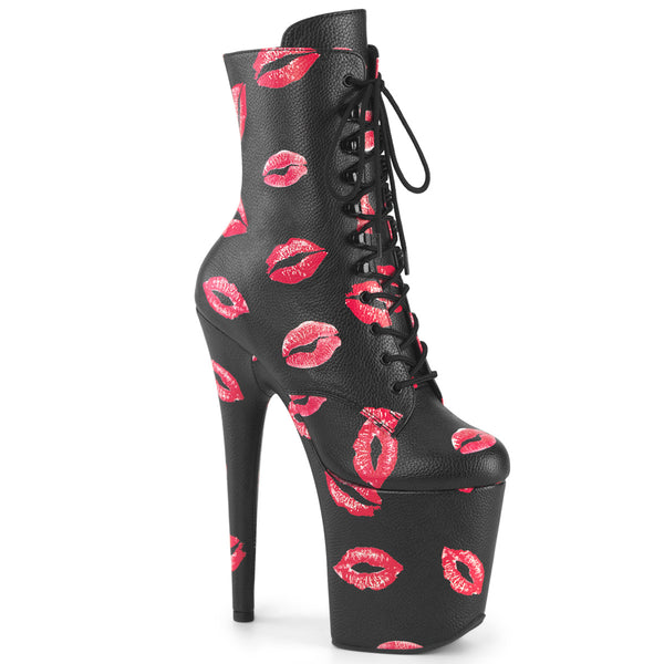 FLAMINGO-1020KISSES Plateau Stiefeletten Schwarz von Pleaser