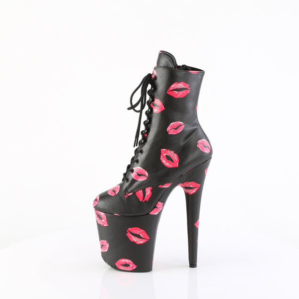 FLAMINGO-1020KISSES Plateau Stiefeletten Schwarz von Pleaser – Ansicht 3