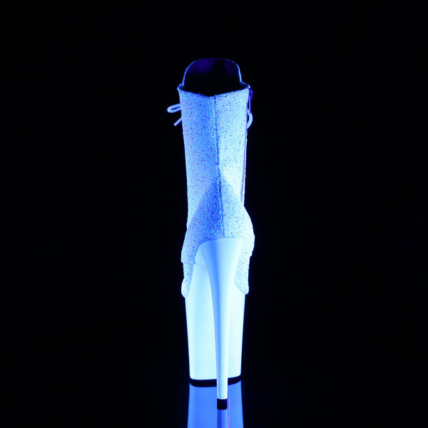 FLAMINGO-1020LG - Plateau Stiefeletten - Weiß/Glitzer Glow in Dark von Pleaser – Ansicht 4