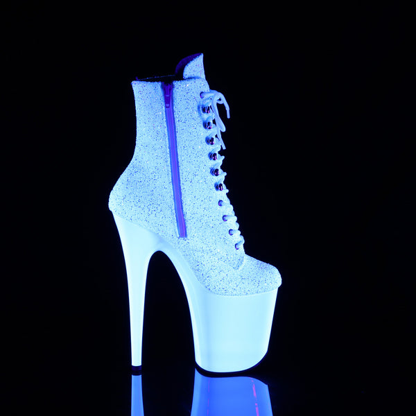 FLAMINGO-1020LG - Plateau Stiefeletten - Weiß/Glitzer Glow in Dark von Pleaser – Ansicht 5