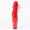 FLAMINGO-1020RM Plateau Stiefeletten Rot Glitzer Strass Netz von Pleaser – Ansicht 2