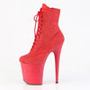 FLAMINGO-1020RM Plateau Stiefeletten Rot Glitzer Strass Netz von Pleaser – Ansicht 3