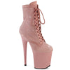 FLAMINGO-1020RM Plateau Stiefeletten Rosa Glitzer | Pleaser