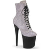 FLAMINGO-1020RS Plateau Stiefeletten Silber Glitzer | Pleaser