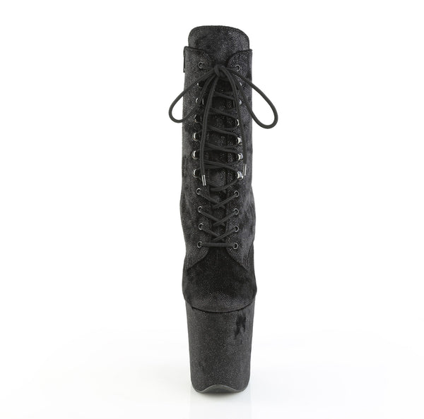 FLAMINGO-1020WR Plateau Stiefeletten Schwarz Matt Glitzer | Pleaser