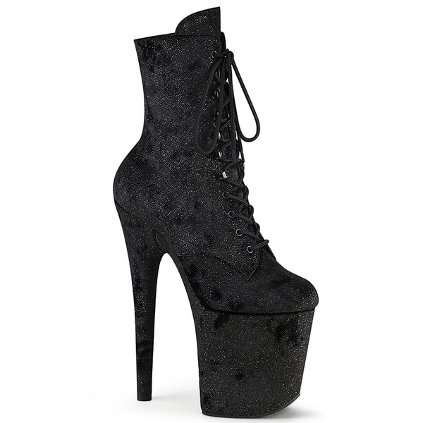 FLAMINGO-1020WR Plateau Stiefeletten Schwarz Matt Glitzer | Pleaser