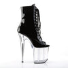 FLAMINGO-1021 Plateau Peeptoe Stiefeletten Schwarz Lack Transparent | Pleaser