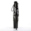 FLAMINGO-1021 Plateau Peeptoe Stiefeletten Schwarz Lack | Pleaser