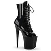 FLAMINGO-1021 Plateau Peeptoe Stiefeletten Schwarz Lack | Pleaser