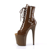 FLAMINGO-1021 Plateau Peeptoe Stiefelette - Braun Lack | Pleaser