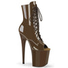 FLAMINGO-1021 Plateau Peeptoe Stiefelette - Braun Lack | Pleaser