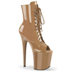 FLAMINGO-1021 Plateau Peeptoe Stiefeletten - Nude Lack | Pleaser