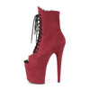 FLAMINGO-1021FS Plateau Stiefeletten Peeptoe Rot Velour | Pleaser