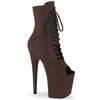 FLAMINGO-1021FS Plateau Peeptoe Stiefeletten - Braun Samt | Pleaser