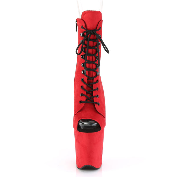FLAMINGO-1021FS Plateau Peeptoe Stiefeletten Rot Matt von Pleaser – Ansicht 2