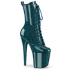 FLAMINGO-1040GP - Plateau Stiefeletten - Türkis Blau/Glitzer Lack | Pleaser
