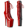 FLAMINGO-1040TT Plateau Stiefeletten Schwarz/Rot | Pleaser