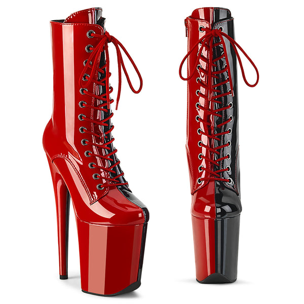 FLAMINGO-1040TT Plateau Stiefeletten Schwarz/Rot von Pleaser