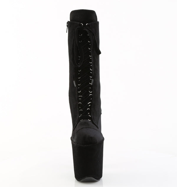FLAMINGO-1045VEL Plateau Stiefeletten - Schwarz Velour von Pleaser – Ansicht 2