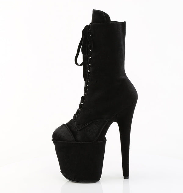 FLAMINGO-1045VEL Plateau Stiefeletten - Schwarz Velour von Pleaser – Ansicht 3