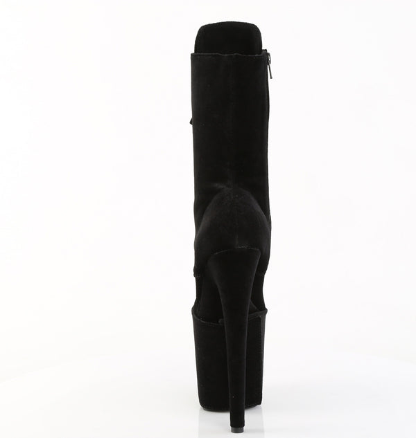 FLAMINGO-1045VEL Plateau Stiefeletten - Schwarz Velour von Pleaser – Ansicht 4
