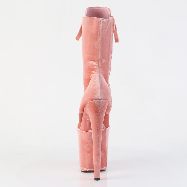 FLAMINGO-1045VEL Plateau Stiefeletten Pink Velour von Pleaser – Ansicht 4