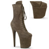 FLAMINGO-1045VEL Plateau Stiefeletten - Braun Velour | Pleaser