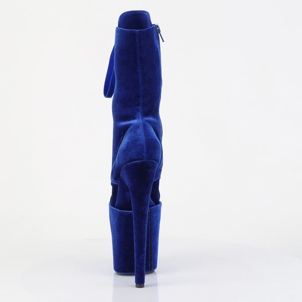 FLAMINGO-1045VEL Plateau Stiefeletten - Blau Velour | Pleaser