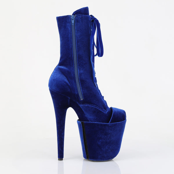 FLAMINGO-1045VEL Plateau Stiefeletten - Blau Velour | Pleaser