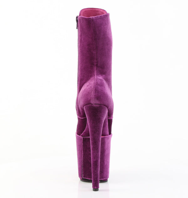 FLAMINGO-1045VEL Plateau Stiefeletten - Lila Velour von Pleaser – Ansicht 4