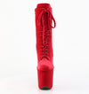 FLAMINGO-1045VEL Plateau Stiefeletten Rot Velour/Wildleder von Pleaser – Ansicht 2