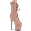 FLAMINGO-1050FS Plateau Stiefeletten - Rosa Samt | Pleaser