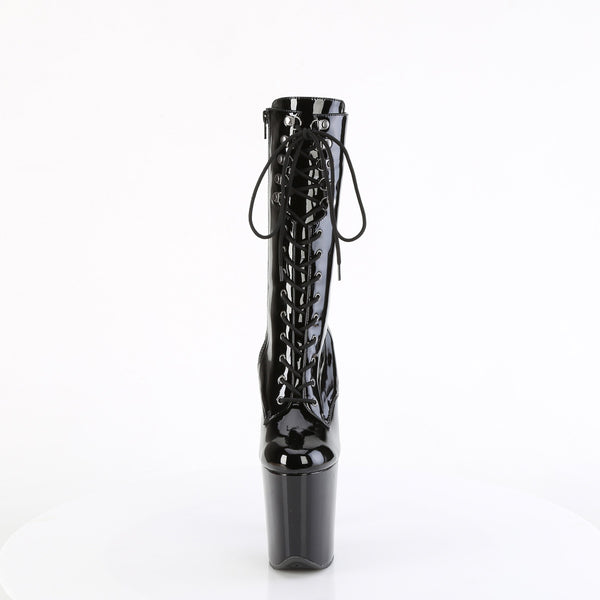 FLAMINGO-1054 Plateau Stiefeletten Schwarz Lack von Pleaser – Ansicht 2