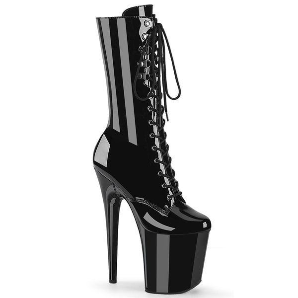 FLAMINGO-1054 Plateau Stiefeletten Schwarz Lack von Pleaser