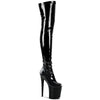 FLAMINGO-3000 Plateau Overknee Stiefel Schwarz | Pleaser
