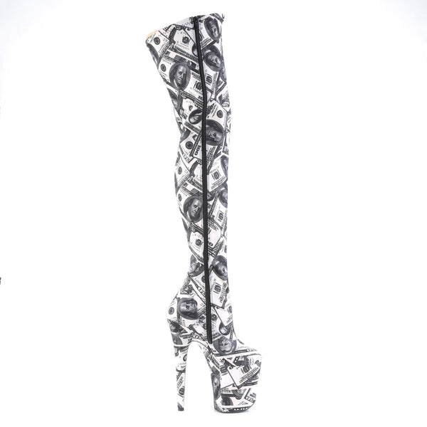 FLAMINGO-3000DP Plateau Overknee Stiefel Dollar Print von Pleaser – Ansicht 5