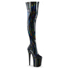 FLAMINGO-3000HWR Plateau Overknee Stiefel - Schwarz Schimmer | Pleaser