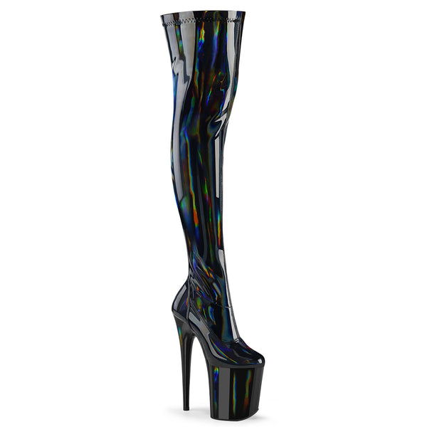 FLAMINGO-3000HWR Plateau Overknee Stiefel - Schwarz Schimmer von Pleaser