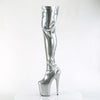 FLAMINGO-3000HWR Overknee Plateau Stiefel Silber von Pleaser – Ansicht 3