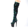 FLAMINGO-3004 Plateau Overknee Stiefel Pailletten Schwarz | Pleaser