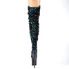 FLAMINGO-3004 Plateau Overknee Stiefel Pailletten Schwarz | Pleaser